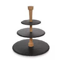 Этажерка трехъярусная, 30 см, камень сланец, дуб, черный, BOSKA, Нидерланды, 