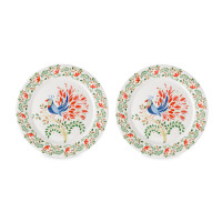 Набор из 2-х закусочных тарелок Fantail Bird, 21 см, фарфор, белый, декор, серия Birds of Paradise, LIBERTY JONES, Россия