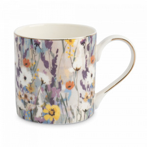 Кружка Цветы, 380 мл, фарфор, декор с золотистым кантом, серия Floristics, ANNA LAFARG, Китай, Кружки