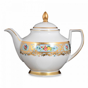 Чайник заварочный Blue Gold, 1.2 л, фарфор, голубой, декор, серия Constanza Vienna, FALKENPORZELLAN, Германия, Чайники заварочные