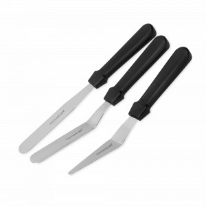 Набор из 3-х кондитерских шпателей - мастихинов, 18 и 28 см, нержавеющая сталь, пластик, черный, KITCHEN CRAFT, Великобритания, Кондитерские лопатки