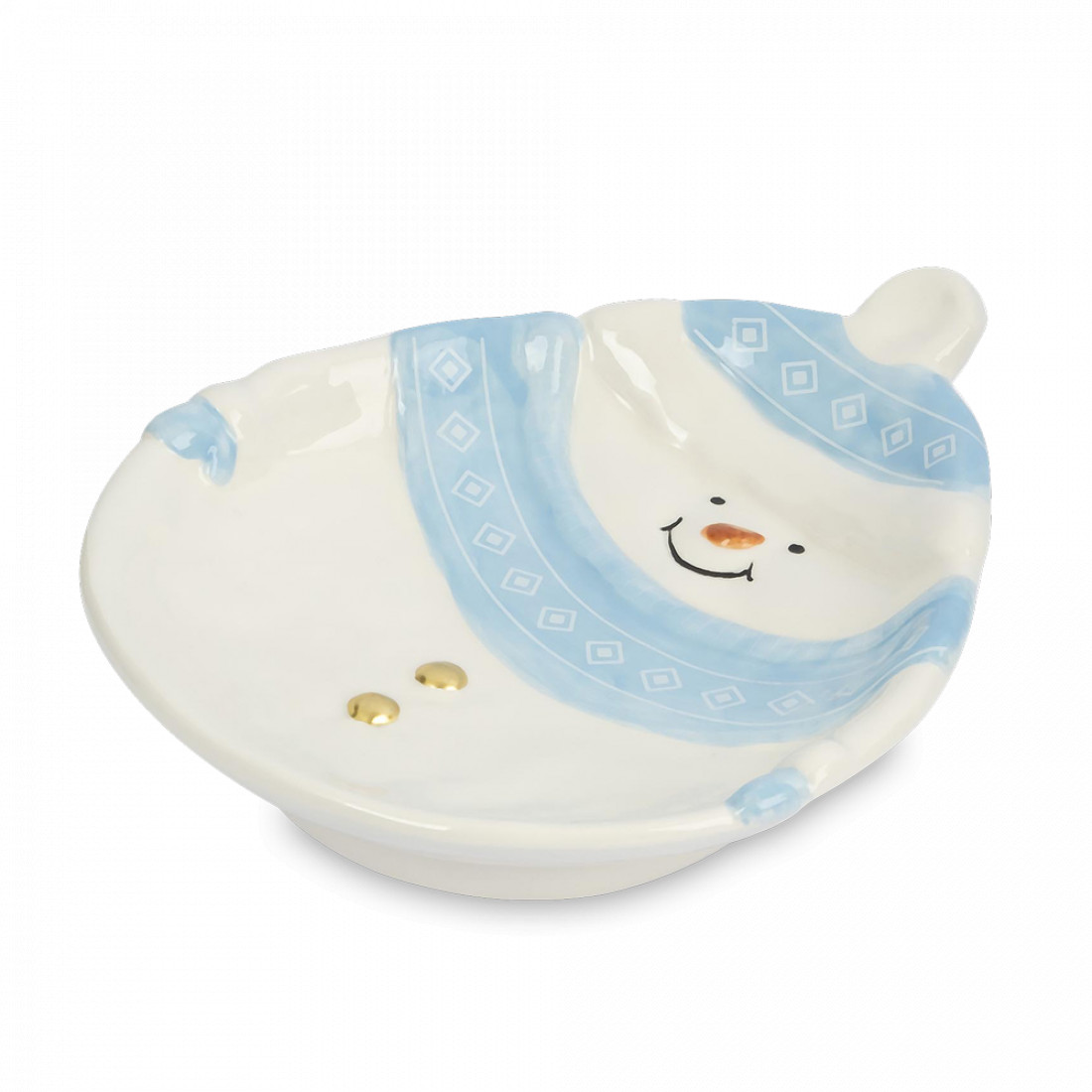 Блюдо сервировочное «Snowman», 21 х 18 см, керамика, белый, голубой, серия New Year, ANNA LAFARG, Китай