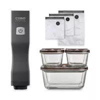 Вакууматор ручной Vacu OneTouch Eco-Set с аксессуарами, нержавеющая сталь, пластик, стальной, CASO, Германия, 