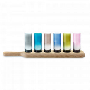 Набор из 6-ти стопок для водки на подставке, 70 мл, стекло, дуб, мультиколор, серия Paddle, LSA International, Великобритания, LSA International (Великобритания)