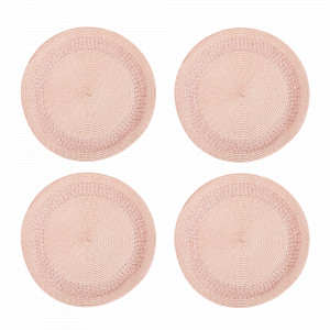 Набор из 4-х подстановочных круглых салфеток, 38 см, полипропилен, розовый, серия Patio, WO HOME, Германия, Салфетки подстановочные