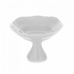 Конфетница на ножке, 16 см, фарфор, белый, серия Недекорированный, BERNADOTTE, Чехия, Конфетницы