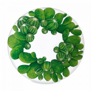 Тарелка обеденная, 28 см, костяной фарфор, белый, зеленый, серия Cactus, TAITU, Италия, Тарелки зеленые