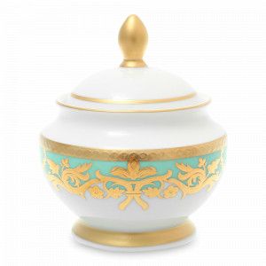 Сахарница Seladon Gold, 250 мл, фарфор, оливковый, золотой, серия Constanza Natalia, FALKENPORZELLAN, Германия, Сахарницы