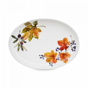 Блюдо овальное сервировочное, 38 х 27 х 4 см, керамика, белый, декор, серия Autunno, NUOVA CER, Италия, NUOVA CER (Италия)