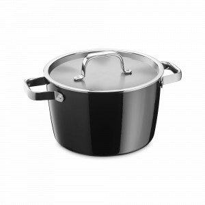 Кастрюля с крышкой, 22 см, 4.7 л, сталь, черный, серия Fusiontec Mineral, WMF, Германия, Посуда из нержавеющей стали