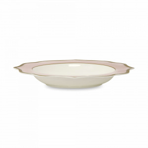 Тарелка суповая Rosa, 22 см, 300 мл, костяной фарфор, позолота, розовый, серия Ionica, LE COQ, Италия, Итальянский фарфор