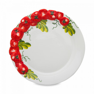 Тарелка обеденная, 30 см, керамика, белый, декор, серия Томаты, EDELWEISS, Италия, EDELWEISS (Италия)