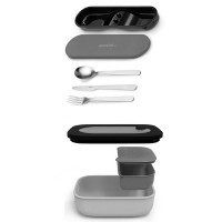 Набор из ланч-бокса и приборов, 20 х 12 см, полипропилен, нержавеющая сталь, желтый, серия Store Go, GUZZINI, Италия_00819850047911547587.jpg