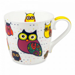 Кружка «Разноцветные животные - совы», 450 мл, костяной фарфор, белый, KOENITZ, Германия, Белые кружки