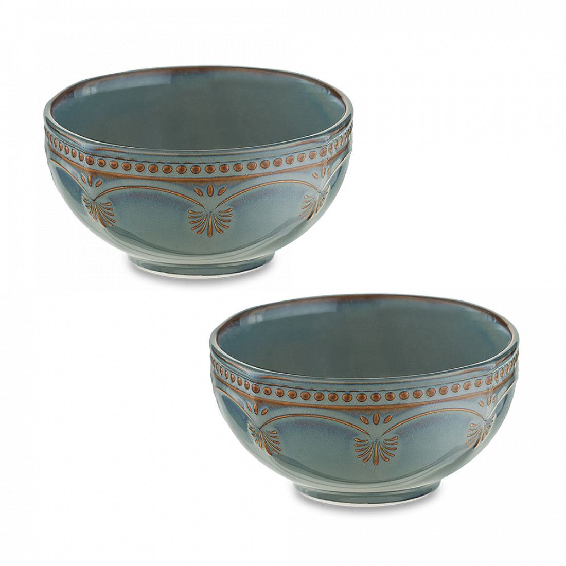 Набор салатников, 2 предмета, 12 см, 300 мл, фарфор, синий, коричневый, серия Antique, LIBERTY JONES, Россия