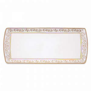 Блюдо прямоугольное, 35 х 15 см, фарфор, белый, золотой, серия Golden, Pozzi Milano 1876, Италия, Прямоугольные блюда для сервировки