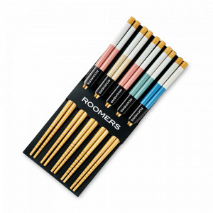 Набор из 5-ти пар палочек для еды, 22.5 см, бамбук, бежевый, декор, ROOMERS TABLEWARE, Нидерланды, Палочки для суши