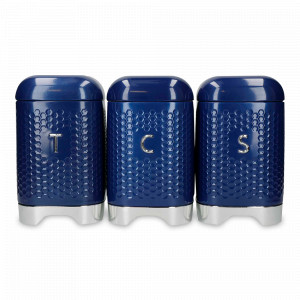 Набор емкостей для хранения, 3 предмета, нержавеющая сталь, синий, серия Lovello, KITCHEN CRAFT, Великобритания, Kitchen Craft Lovello