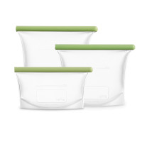 Набор пакетов для хранения продуктов, 500 мл + 1 л + 1.5 л, силикон, зеленый, серия Reuse & Reduce, LEKUE, Испания