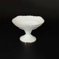 Блюдо для фруктов на ножке, 25 см, фарфор, белый, золотой, серия Белый узор, BERNADOTTE, Чехия_00821270055937938041.jpg