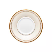 Блюдце для чайной чашки, 15 см, костяной фарфор, белый, серия Трефолио, золотой кант, NORITAKE, Япония, 