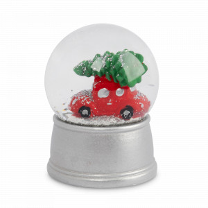 Декор - снежный шар Машина с елкой, с подсветкой, 7 см, стекло, полирезин, серия New Year, ANNA LAFARG, Китай, Новогодний Декор ANNA LAFARG