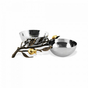 Менажница 2 секции «Гранат», 25,5 х 21,5 х 8 см, нержавеющая сталь, латунь, серия Pomegranate, MICHAEL ARAM, США, MICHAEL ARAM (США)