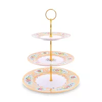 Этажерка Seladon Gold, 35 см, фарфор, металл, оливковый, декор, серия Constanza Vienna, FALKENPORZELLAN, Германия, 