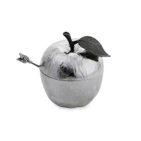 Банка для меда с ложкой «Яблоко», 10 х 9 х 11 см, нержавеющая сталь, серебристый, серия Flights Of Fancy, MICHAEL ARAM, США, 