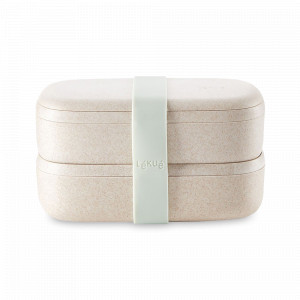 Ланч-бокс двойной, 1 л, 19 х 10 см, древесное волокно и полипропилен, бежевый, серия TO GO, LEKUE, Испания, Посуда для пикника
