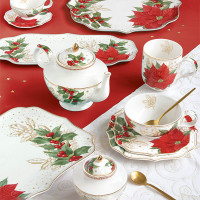 Чайник заварочный, 800 мл, фарфор, белый, декор, серия Пуансеттия и ягоды, EASY LIFE (R2S), Италия_00814210048756947975.jpg