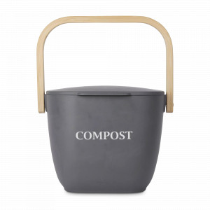 Ведро для пищевых отходов с герметичной крышкой Bamboo Kitchen, 3 л, бамбуковое волокно, серый, серия Natural Elements, KITCHEN CRAFT, Великобритания, Мусорные ведра и корзины