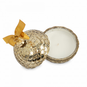 Свеча ароматическая в подсвечнике «Шар», 11 см, стекло, парафин, золотистый, серия New Year, ANNA LAFARG, Китай, Свечи