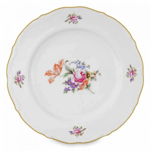 Блюдо овальное, 33 см, фарфор, белый, декор, серия Мейсенский букет, REPAST, Чехия, Мейсенский букет REPAST