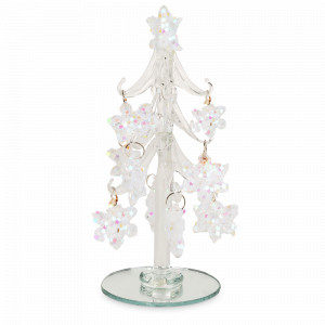 Статуэтка Ель со снежинками, 15 см, стекло, серебристый, серия Event, ANNA LAFARG, Китай, Новогодний Декор ANNA LAFARG