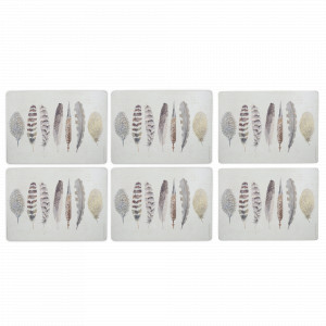 Набор из 6-ти подстановочных салфеток Feathers, 30 х 23 см, пробка, декор, CREATIVE TOPS, Великобритания, CREATIVE TOPS (Великобритания)