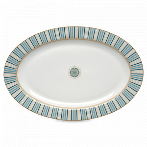 Блюдо овальное Веер, 36 х 24 см, фарфор, белый, декор с золотистым кантом, серия Liberty, Pozzi Milano 1876, Италия, Блюда сервировочные, менажницы