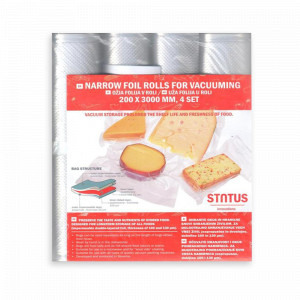 Рулон для вакуумной упаковки, 4 штуки, размер: 20 х 300 см, материал: полиэтилен, STATUS, Словения, STATUS (Словения)