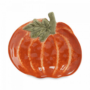 Блюдо Тыква с листом, 16 х 14 см, керамика, оранжевый, декор, серия Bright Pumpkin, ANNA LAFARG, Китай, Блюда сервировочные и этажерки ANNA LAFARG