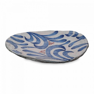 Тарелка обеденная на ножках, 24.5 см, каменная керамика, белый, синий, ROOMERS TABLEWARE, Нидерланды, Тарелки синие