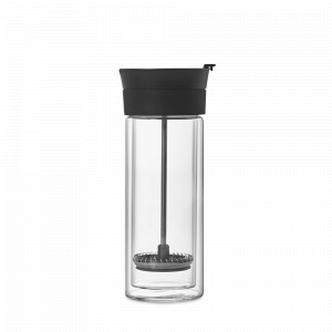 Френч - пресс THERMO-GLASS, объем 300 мл, термоколба с двойными стенками, размер 19,5х7 см, ADHOC, Германия, Чайник заварочный стеклянный с прессом