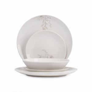 Сервиз обеденный на 6 персон Бежевые цветы, 18 предметов, фарфор, белый, декор, серия Lorenzo, ANNA LAFARG, Китай, Сервизы обеденные из китайского фарфора