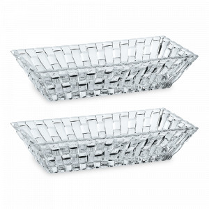 Набор из 2-х салатников, прямоугольные, 8,5 х 17 х 3,6 см, прозрачный, хрустальное стекло, серия Bossa Nova, NACHTMANN, Германия, Стеклянные салатники