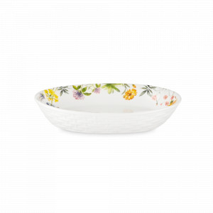 Блюдо овальное для фруктов, 20 х 25 см, керамика, белый, декор, серия Полевые цветы, DECOR DE TABLE, Россия, Этажерки и вазы для фруктов