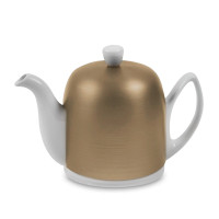 Чайник заварочный с колпаком, 700 мл, фарфор, алюминий, белый, бронзовый, серия Salam, GUY DEGRENNE, Франция