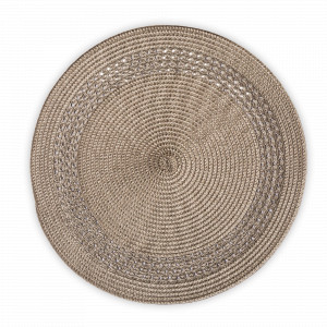 Салфетка подстановочная круглая, 38 см, полипропилен, полиэтилен, серый, серия Patio, WO HOME, Германия, Круглые салфетки на стол под тарелки