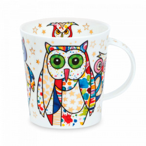 Кружка «Веселые Совы», 320 мл, костяной фарфор, белый, декор, серия Lomond, DUNOON, Великобритания, Дорогие кружки