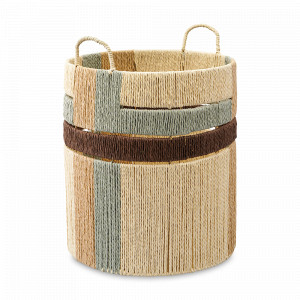 Корзина плетеная Bongo Nature, размер M, шпагат, металл, бежевый, серия Ethnic, TKANO, Россия, Органайзеры для хранения