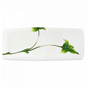 Блюдо прямоугольное для кекса, 41.5 х 16.5 см, фарфор, белый, зеленый, серия Vegetal, GUY DEGRENNE, Франция, Vegetal GUY DEGRENNE