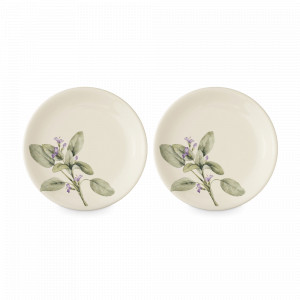 Набор из 2-х десертных тарелок, 20.5 см, керамика, белый, декор, серия Rosemary, NUOVA CER, Италия, Тарелки круглые